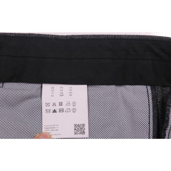 Hugo Boss Current Giro Gray Black Knit Woven Flat Front Wool Dress Pants 38x29 - Picture 7 of 8